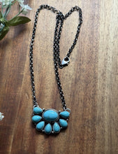 Load image into Gallery viewer, Navajo Sterling Silver Turquoise Cluster Chain Necklace Marcella James