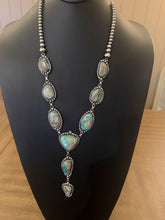 Load image into Gallery viewer, Navajo sterling silver royston turquoise lariat necklace