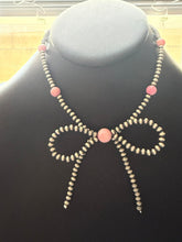 Load image into Gallery viewer, Sterling silver pink conch bow necklace 18 inch