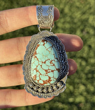 Load image into Gallery viewer, Navajo Sterling Silver Number 8 Turquoise Handmade Pendant Etta Enditto Gift