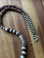 Load image into Gallery viewer, Long Graduated Sterling Silver Purple Spiny Oyster Pearls Bead Necklace 32 Inch