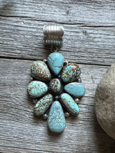 Load image into Gallery viewer, Navajo Sterling Silver Number 8 Turquoise Cluster Pendant. C Yazzie