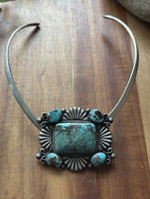 Load image into Gallery viewer, Native American Sterling Silver Turquoise Cluster Pendant Necklace TJ