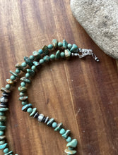 Load image into Gallery viewer, Sterling Silver Turquoise Nuggets Bead Necklace. 18 inch
