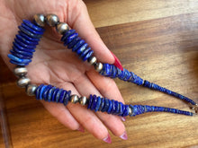 Load image into Gallery viewer, Sterling silver lapis graduated bead necklace 20 inch