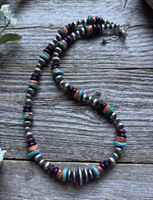 Load image into Gallery viewer, Southwestern Sterling Silver Multi Stone W Pearls Bead Necklace. 18 inch