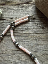 Load image into Gallery viewer, Southwestern Sterling Silver Pink Conch Bead Necklace. 18 Inch