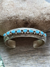 Load image into Gallery viewer, Vintage Pawn Navajo Sterling Silver Blue Turquoise Cuff Bracelet WB