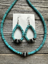 Load image into Gallery viewer, Sterling Silver Blue Turquoise Bead Necklace W Earrings Set. Gift 18 Inch