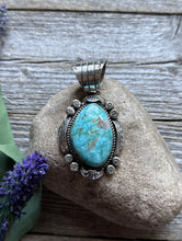 Load image into Gallery viewer, Navajo Native American Sterling Silver Turquoise Handmade Pendant R Yazzie Gift