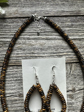 Load image into Gallery viewer, Sterling Silver Tigers Eye Bead Necklace W Earrings Set. Gift 18 Inch