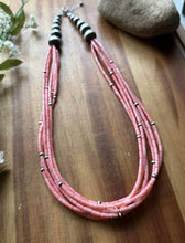 Load image into Gallery viewer, Sterling Silver Multi Strand Pink Coral Pearls Bead Necklace 22 inch Gift