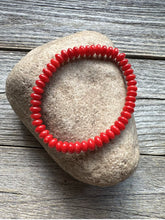 Load image into Gallery viewer, Red Coral 7 Inch Stretch Bead Bracelet Gift Southwestern