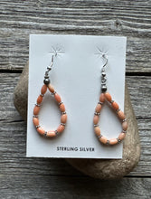 Load image into Gallery viewer, Southwestern 925 Sterling Silver Pink Coral Pearls Bead Earrings. 2 Inch