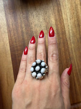 Load image into Gallery viewer, Navajo sterling silver pearl cluster ring adjustable