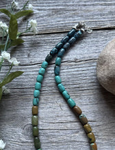 Load image into Gallery viewer, Sterling Silver Blue Green Turquoise Pearls Bead Necklace 18 inch Gift