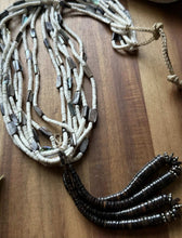 Load image into Gallery viewer, Native American Sterling Silver White Brown Heishi Shell Jackla Bead Necklace 32