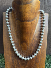 Load image into Gallery viewer, Sterling Silver 10mm Stamped Pearls Bead Necklace. 18 Inch
