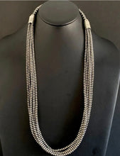Load image into Gallery viewer, 4mm Multi Strand 925 Sterling Silver Oxidized Pearls Bead Necklace 26 Inch