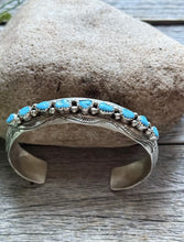 Load image into Gallery viewer, Vintage Pawn Navajo Sterling Silver Blue Turquoise Cuff Bracelet WB