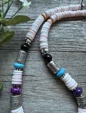 Load image into Gallery viewer, Sterling Silver Multi Stone Pink Conch Kokopelli Bead Necklace 18 Inch