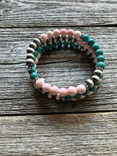 Load image into Gallery viewer, Sterling Silver Pink Conch Turquoise Pearls Wrap Spiral Bead Bracelet