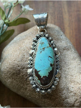 Load image into Gallery viewer, Navajo Sterling Silver Blue Turquoise Handmade Pendant K Yazzie Gift