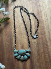 Load image into Gallery viewer, Navajo Sterling Silver Turquoise Cluster Chain Necklace Marcella James