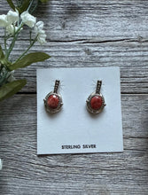 Load image into Gallery viewer, Navajo 925 Sterling Silver Red Spiny Oyster Handmade Earrings