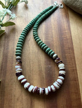 Load image into Gallery viewer, Sterling Silver Green Turquoise Purple Spiny Oyster Bead Necklace. 19 Inch