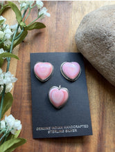 Load image into Gallery viewer, Navajo 925 Sterling Silver Pink Conch Earrings Pendant Set Signed Southwestern