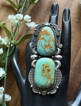 Load image into Gallery viewer, Native American Sterling Silver Turquoise Adjustable Ring M