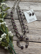 Load image into Gallery viewer, Mini Squash Blossom Sterling Silver Purple Spiny Oyster Shadow Box Necklace Set