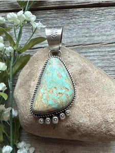 Navajo Sterling Silver Royston Turquoise Pendant. RY Gift