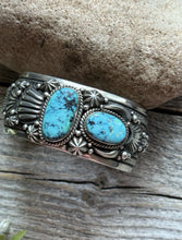 Load image into Gallery viewer, Navajo Native Sterling Silver Turquoise Cuff Bracelet H Piasso