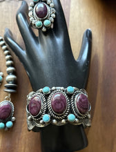 Load image into Gallery viewer, Navajo Sterling Silver Purple Spiny Oyster Turquoise Necklace Cuff Set