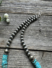 Load image into Gallery viewer, Sterling Silver Blue Turquoise W Pearls Bead Necklace. 18 inch