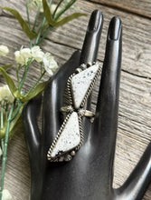 Load image into Gallery viewer, Navajo Sterling Silver White Buffalo Turquoise Adjustable Ring AM