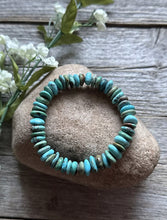 Load image into Gallery viewer, Blue Green Turquoise Nuggets 7 Inch Stretch Elastic Stretchy Bead Bracelet Gift