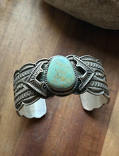 Load image into Gallery viewer, Navajo Native American Sterling Silver Blue Turquoise Cuff Bracelet Maloney