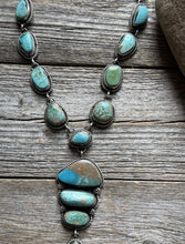 Load image into Gallery viewer, Navajo Sterling Silver Royston Turquoise Chain Lariat Bead Necklace K Yazzie