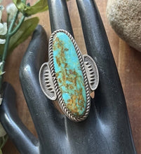 Load image into Gallery viewer, Native American Sterling Silver Blue Turquoise Ring Size 9 CL