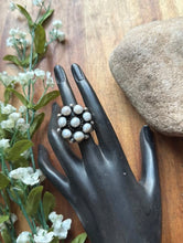 Load image into Gallery viewer, Navajo Sterling Silver Pearl Cluster Adjustable Ring KY Gift