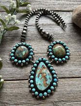 Load image into Gallery viewer, Navajo Sterling Silver Royston Turquoise Cluster Lariat Y Bead Necklace KY