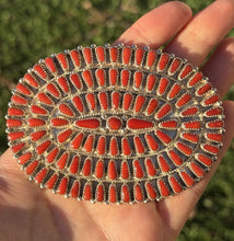 Load image into Gallery viewer, Navajo Sterling Silver Red Coral Pin Cluster Pendant DMW