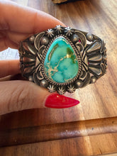 Load image into Gallery viewer, Navajo sterling silver Sonoran rose turquoise cuff bracelet