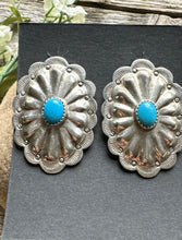 Load image into Gallery viewer, Navajo Native American Sterling Silver Turquoise Stud Earrings DM