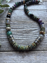 Load image into Gallery viewer, Tommy Rosita Singer T R Sterling Silver Green Turquoise Bead Necklace 20 Inch