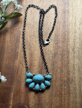 Load image into Gallery viewer, Navajo Sterling Silver Turquoise Cluster Chain Necklace Marcella James