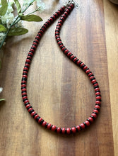 Load image into Gallery viewer, Sterling Silver Black Onyx W Red Coral Bead Necklace. 18 Inch